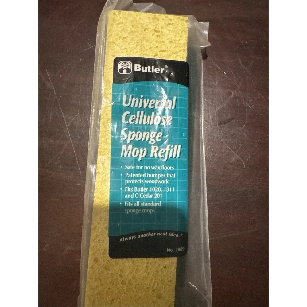 Butler Universal Cellulose Sponge Mop Refill w/ Scrubber #2809 Fits #1311